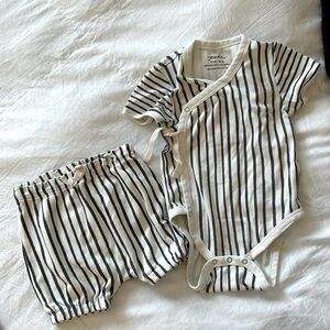 Pehr Stripes Away Onesie Kimono Bodysuit and Bloomers Shorts Set, Size 12-18M